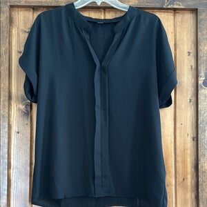 SHEIN Blue Boxy Buttoned Blouse with Mandarin Collar